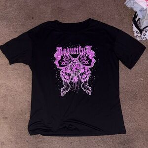 Black Graphic T-Shirt with Pink Design